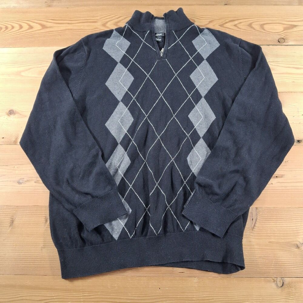 Alfani Quarter Zip Sweater Large Mens Black